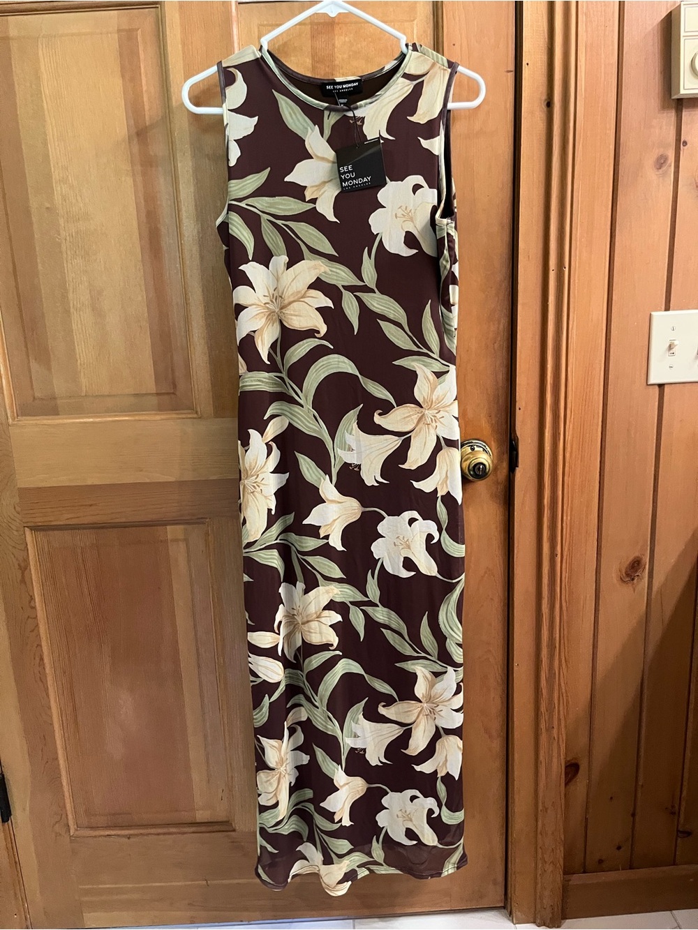 See You Monday Floral Dress in Brown and yellow